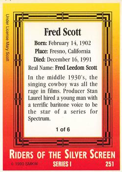 1993 SMKW Riders of the Silver Screen #251 Fred Scott Back
