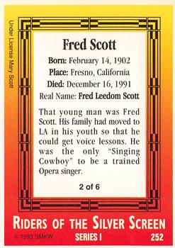 1993 SMKW Riders of the Silver Screen #252 Fred Scott Back