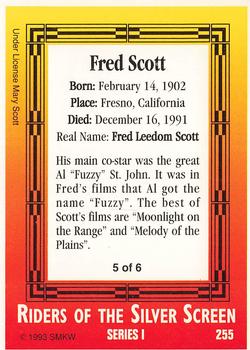 1993 SMKW Riders of the Silver Screen #255 Fred Scott Back