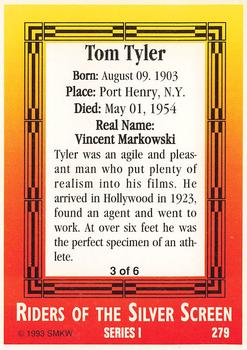 1993 SMKW Riders of the Silver Screen #279 Tom Tyler Back