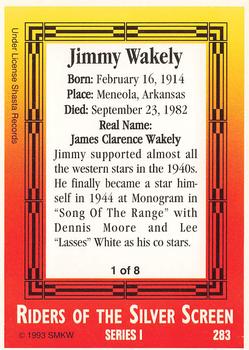 1993 SMKW Riders of the Silver Screen #283 Jimmy Wakely Back