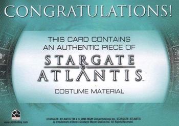 2005 Rittenhouse Stargate Atlantis Season 1 - Costume Relics #NNO Dr. Elizabeth Weir Back