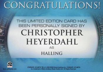 2005 Rittenhouse Stargate Atlantis Season 1 - Autographs #NNO Christopher Heyerdahl Back