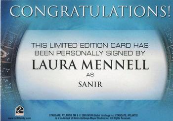 2005 Rittenhouse Stargate Atlantis Season 1 - Autographs #NNO Laura Mennell Back