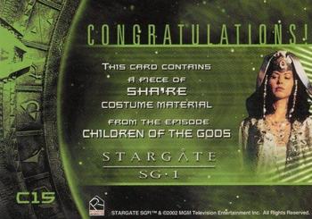 2003 Rittenhouse Stargate SG-1 Season 5 - From the Archives Costume Relics #C15 Sha're Back