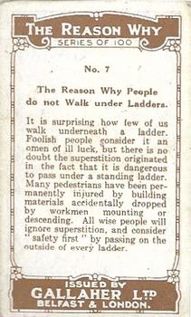 1924 Gallaher The Reason Why #7 People do not walk under ladders Back