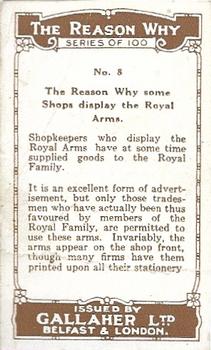 1924 Gallaher The Reason Why #8 Some shops display royal arms Back
