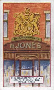 1924 Gallaher The Reason Why #8 Some shops display royal arms Front