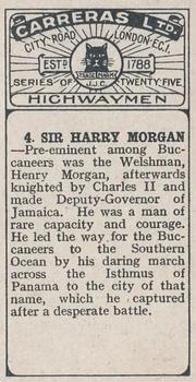 1924 Carreras Highwaymen #4 Sir Harry Morgan Back