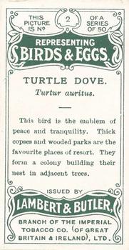 1906 Lambert & Butler Representing Birds & Eggs #2 Turtle Dove Back