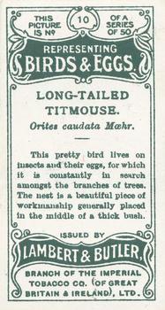 1906 Lambert & Butler Representing Birds & Eggs #10 Long-Tailed Titmouse Back