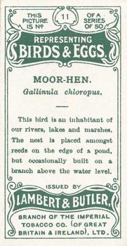 1906 Lambert & Butler Representing Birds & Eggs #11 Moor-Hen Back