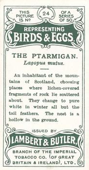 1906 Lambert & Butler Representing Birds & Eggs #24 Ptarmigan Back