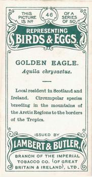 1906 Lambert & Butler Representing Birds & Eggs #46 Golden Eagle Back