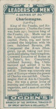 1924 Ogden's Leaders of Men #7 Charlemagne Back