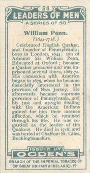 1924 Ogden's Leaders of Men #36 William Penn Back