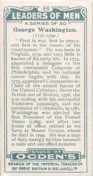 1924 Ogden's Leaders of Men #46 George Washington Back