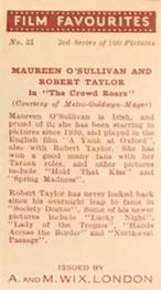 1939 Wix Film Favourites (3rd Series) #31 Maureen O'Sullivan / Robert Taylor Back