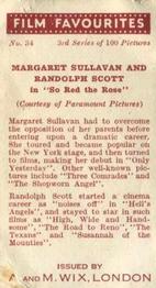 1939 Wix Film Favourites (3rd Series) #34 Margaret Sullavan / Randolph Scott Back