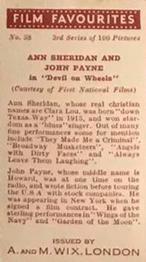 1939 Wix Film Favourites (3rd Series) #38 Ann Sheridan / John Payne Back