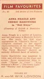 1939 Wix Film Favourites (3rd Series) #46 Anna Neagle / Cedric Hardwicke Back