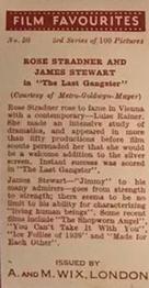 1939 Wix Film Favourites (3rd Series) #50 Rose Stradner / James Stewart Back