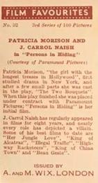 1939 Wix Film Favourites (3rd Series) #52 Patricia Morison / J. Carrol Naish Back