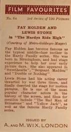 1939 Wix Film Favourites (3rd Series) #64 Fay Holden / Lewis Stone Back