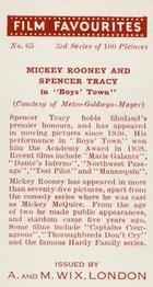 1939 Wix Film Favourites (3rd Series) #65 Mickey Rooney / Spencer Tracy Back