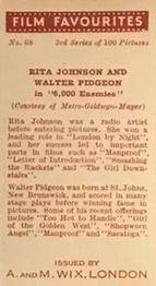 1939 Wix Film Favourites (3rd Series) #68 Rita Johnson / Walter Pidgeon Back