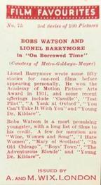 1939 Wix Film Favourites (3rd Series) #75 Bobs Watson / Lionel Barrymore Back