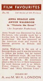 1939 Wix Film Favourites (3rd Series) #85 Anna Neagle / Anton Walbrook Back
