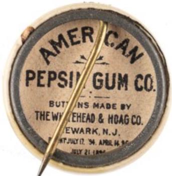 1896 American Pepsin Gum/Whitehead Hoag Presidents PE7-15 #NNO George Washington Back