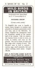 1973 Brooke Bond Wild Birds in Britain #2 Hooded Crow Back