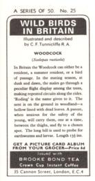 1973 Brooke Bond Wild Birds in Britain #25 Woodcock Back