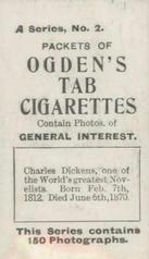 1901 Ogden's General Interest Series A #2 Charles Dickens Back