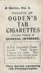 1901 Ogden's General Interest Series A #5 H.M.S. Powerful Back