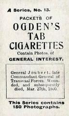 1901 Ogden's General Interest Series A #13 General Joubert Back