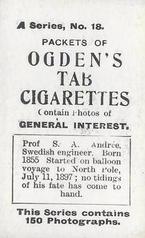 1901 Ogden's General Interest Series A #18 Salomon August Andrée Back
