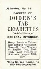 1901 Ogden's General Interest Series A #48 Harry Erentz Back