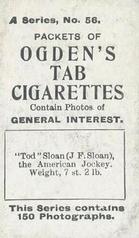 1901 Ogden's General Interest Series A #56 Tod Sloan Back