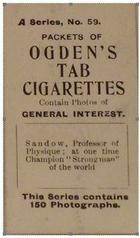 1901 Ogden's General Interest Series A #59 Sandow Back
