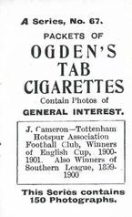 1901 Ogden's General Interest Series A #67 John Cameron Back