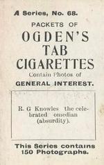 1901 Ogden's General Interest Series A #68 R.G. Knowles Back