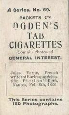 1901 Ogden's General Interest Series A #69 Jules Verne Back