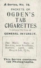 1901 Ogden's General Interest Series A #78 Jem Mace Back