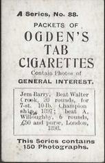 1901 Ogden's General Interest Series A #88 Jem Barry Back