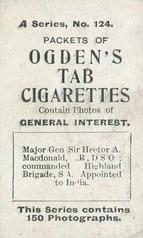 1901 Ogden's General Interest Series A #124 Hector MacDonald Back