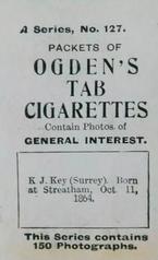 1901 Ogden's General Interest Series A #127 Kingsmill Key Back