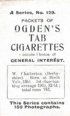 1901 Ogden's General Interest Series A #129 William Chatterton Back